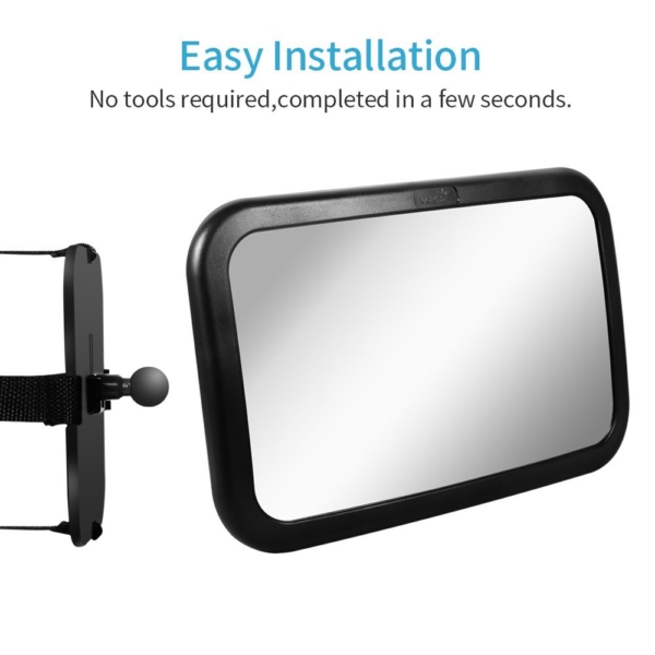 Viciviya Baby Back Seat Mirror Wide Convex Shatterproof Glass Newborn Safety With Secure Headrest Double-Strap