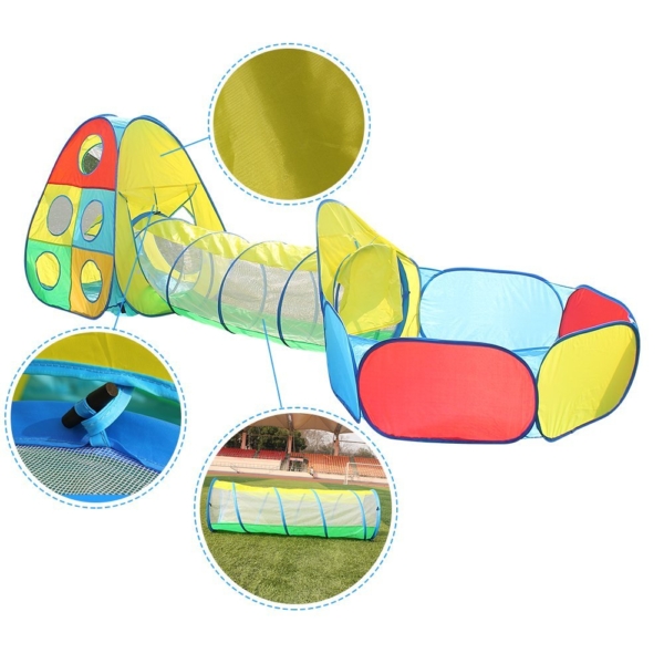 Viciviya Kids Pop up Play Tent with Tunnel and Ball Pit(3-in-1) Promote Imagination and Early Learning